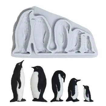 Симпатичные формы для кубиков льда, прочный 3D лоток для кубиков льда в виде пингвина, Стильная силиконовая форма в виде пингвина с антипригарным покрытием для кубиков льда, конфет и шоколада