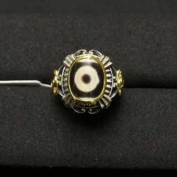 Тибетское кольцо Тяньчжу Набор серебряных колец со сломанной бусинкой с четким рисунком, кольцо в стиле ретро и продвинутое чувство темперамента