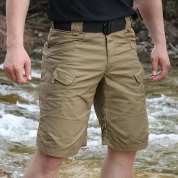 Мужские городские военные Тактические шорты, уличные водонепроницаемые Износостойкие шорты-карго, Быстросохнущие походные брюки большого размера с несколькими карманами