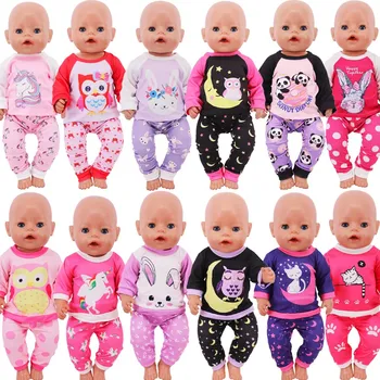 Пижама с длинными рукавами из 2 предметов, одежда для куклы-милого Кролика для 18-дюймовой девочки, подарок для куклы-Реборна 43 см, одежда для куклы-младенца, Аксессуары для