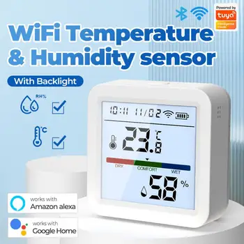 CORUI Tuya Wifi Bluetooth Умный датчик температуры Влажности Голосовое Управление Гигрометр Термометр Детектор Alexa Google Home