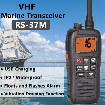 Новейшая Портативная Рация RS-37M IPX7 Водонепроницаемый УКВ Морской Трансивер USB-Зарядка Переговорного Устройства Перезаряжаемые 5 Вт Судовые Радиостанции