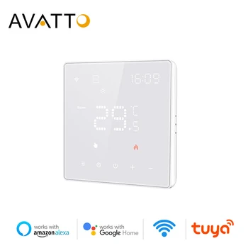 WiFi термостат AVATTO Tuya 220V 16A Электрический умный газовый котел Умный регулятор температуры Работает Alexa Google Home Alice