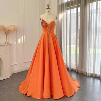 Шарон Саид Роскошное Дубайское Вечернее Платье с Оранжевым Кристаллом для Женщины 2023 Свадебная вечеринка Арабское Вечернее Платье Для Выпускного Вечера SS364