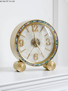 Французские легкие роскошные латунные часы в виде ракушки, домашние латунные настольные часы, украшение столешницы, часы для креативного оформления комнаты senior sense
