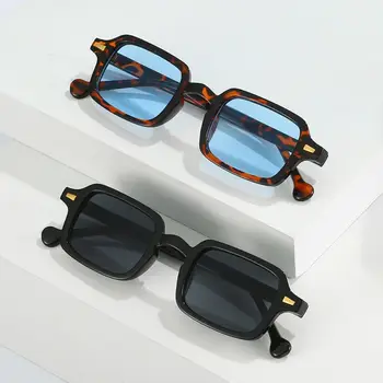 Модные квадратные солнцезащитные очки, женские Новые Ретро-украшения с заклепками, Градиентные оттенки UV400, Мужские солнцезащитные очки леопардового синего цвета.