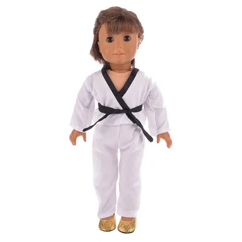 Белая спортивная одежда для тхэквондо, модная кукольная одежда с 5 ремнями для 18-дюймовой американской куклы или аксессуаров для кукол-младенцев 43 см