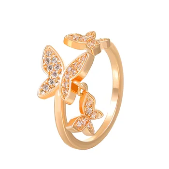 Модное кольцо с бабочкой для женщин Модный горный хрусталь Бабочка Циркон Регулируемые Кольца для пальцев Ювелирные изделия Подарок подругам на вечеринку