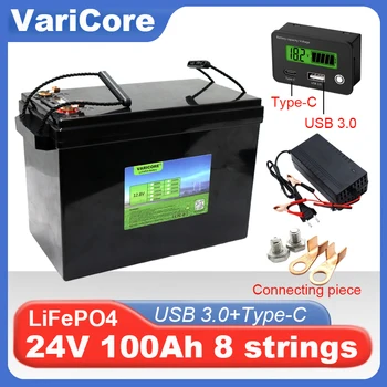 VariCore 24V 100Ah LiFePO4 Аккумулятор USB 3.0 Type-C Выход 29,2 В Зарядное Устройство для инвертора Автомобильного прикуривателя Литиевые Батареи Беспошлинно