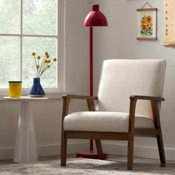 Акцентный стул с деревянной рамой Mayview Milton, кремовые акцентные стулья для гостиной, стулья для гостиной