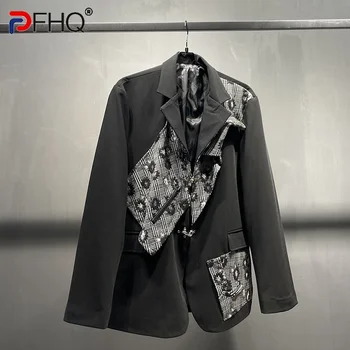 PFHQ, модные мужские блейзеры, дизайн в клетку, пэчворк, Осеннее высококачественное уличное пальто, темная одежда, одежда для тяжелой промышленности 21F1349