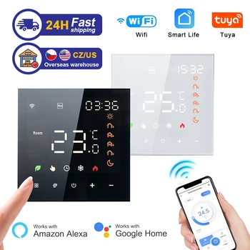 Электрический / водяной термостат для пола Tuya WiFi Smart Life, регулятор температуры для подогрева пола, совместимый с Amazon Google Home