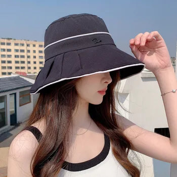 2023 Весна и осень, новая шляпа в корейском стиле, женская мода, металлическая стандартная сетка, Красная панама, летняя универсальная однотонная шляпа-ведро
