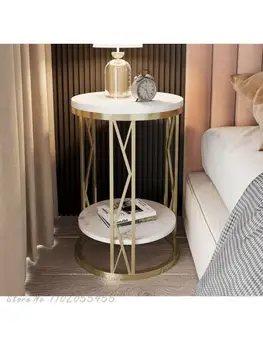 Мини-прикроватный столик, маленький светлый роскошный маленький круглый столик, подставка для каменных пластин, современный минималистичный прикроватный столик, шкаф для хранения в спальне