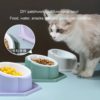 Симпатичная пластиковая миска для домашних животных с откидным верхом для кошки, собаки, кормушка, поилка, контейнер для кормления щенков, посуда, тарелки, аксессуары