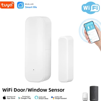 Tuya Wifi Дверной Датчик, Датчик Входа В Окно, Датчик Безопасности, Датчик Охранной Двери, Сигнализация, Умный Жизни, Магнитный Дверной Датчик, Alexa Google Home