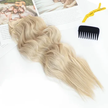 Блондинка Натуральная синтетическая, 4 зажима для наращивания волос из невидимой проволоки, длинный волнистый шиньон 20 дюймов, темно-коричневый, черный для женщин