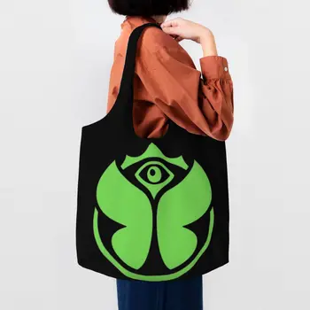Зеленая сумка для покупок Tomorrowlands с принтом Kawaii, портативные холщовые сумки для покупок через плечо, сумки