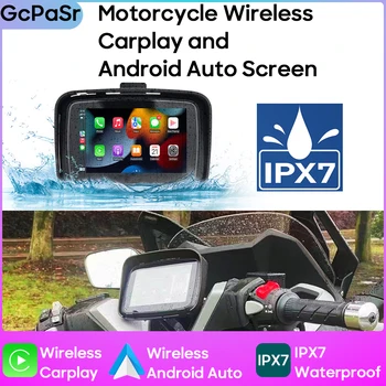 5-дюймовый мотоциклетный беспроводной Apple Android Auto Carplay, портативная GPS-навигация, водонепроницаемый экран дисплея мотоцикла IPX7