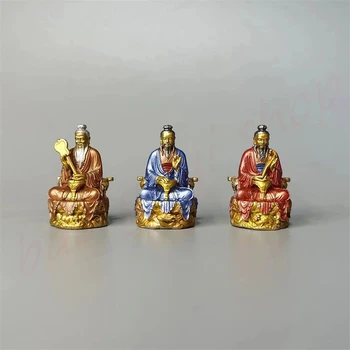 Sanqing Tianzun маленькие украшения из твердой чистой меди, ручная роспись, изысканные домашние благоприятные религиозные маленькие украшения