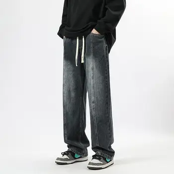 Высококачественные брендовые весенние стрейчевые хлопковые мужские джинсы с эластичной резинкой на талии, дизайнерские джинсовые брюки в корейском стиле, повседневные брюки A36