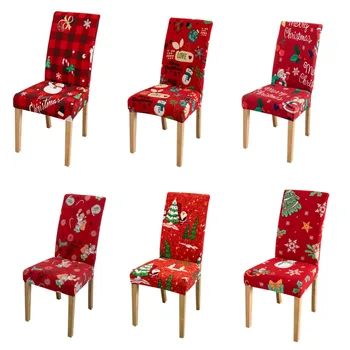 Рождественские чехлы для стульев из эластичного спандекса, чехол для столовой, банкета, вечеринки, Веселого Рождества, домашнего декора 2023 года