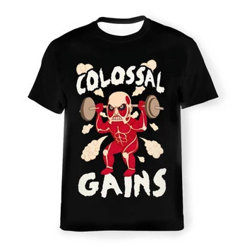 Colosaal Приобретает футболки из полиэстера Attack On Titan Уличная одежда в мужском стиле, тонкая футболка с круглым вырезом.