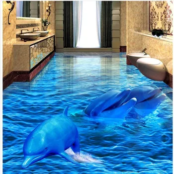 водонепроницаемое самоклеющееся украшение дома, полы с голубым океаном, 3D обои для рисования пола