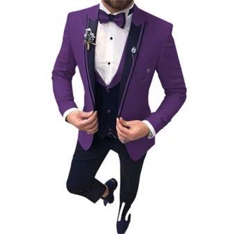 Мужской костюм из 3 предметов, блейзер на одной пуговице, приталенное свадебное платье жениха, комплект из куртки, жилета и брюк