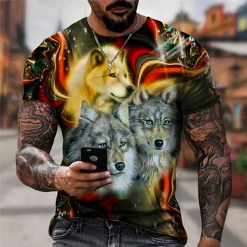 Летняя футболка бренда BIANYILONG с изображением животного и волка, мужская футболка с 3D-печатью, милая забавная модная повседневная спортивная одежда с короткими рукавами