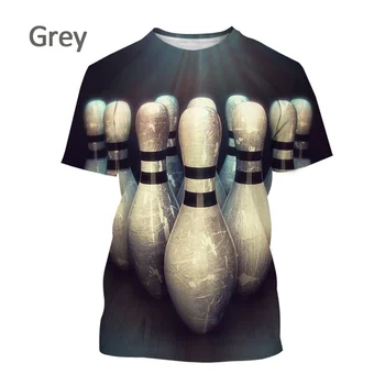 3D футболка, новая модная футболка, летние виды спорта, боулинг, повседневная мужская футболка с 3D принтом, топ