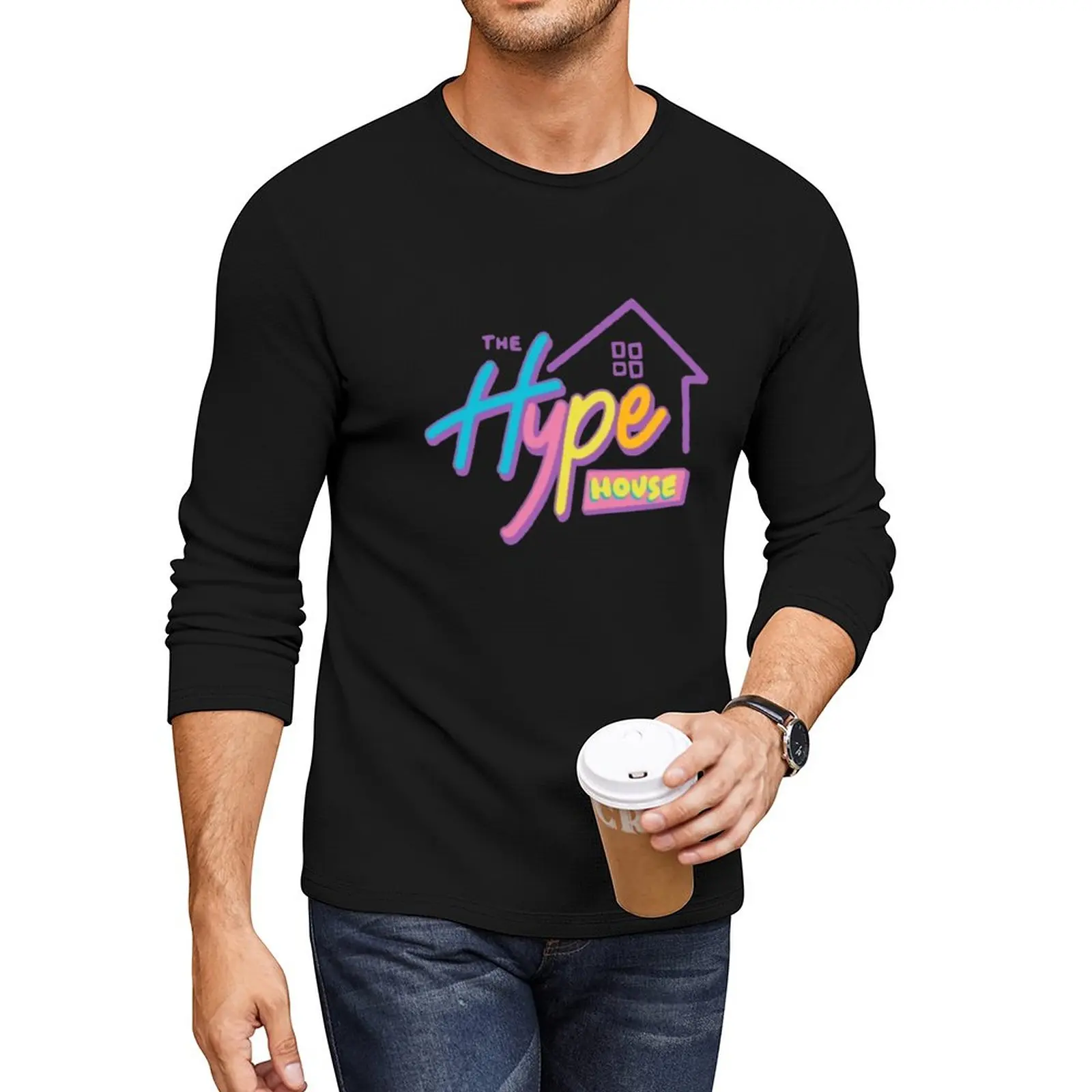 Новая длинная футболка с логотипом The Hype House, быстросохнущая футболка, спортивные рубашки, спортивные рубашки, мужские Изображение 0