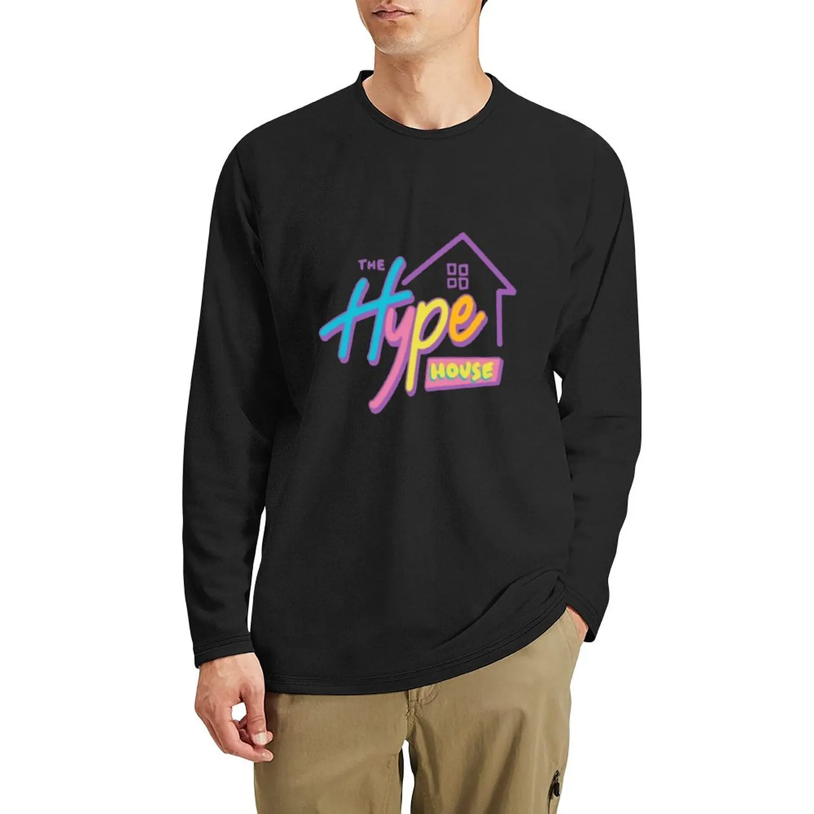 Новая длинная футболка с логотипом The Hype House, быстросохнущая футболка, спортивные рубашки, спортивные рубашки, мужские Изображение 5