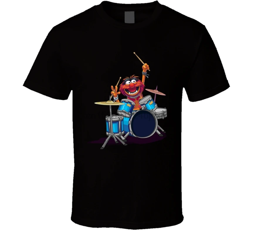 Новая мужская футболка Animal Muppets Drummer Rock, размер S-2Xl, свободный топ, футболка Изображение 0