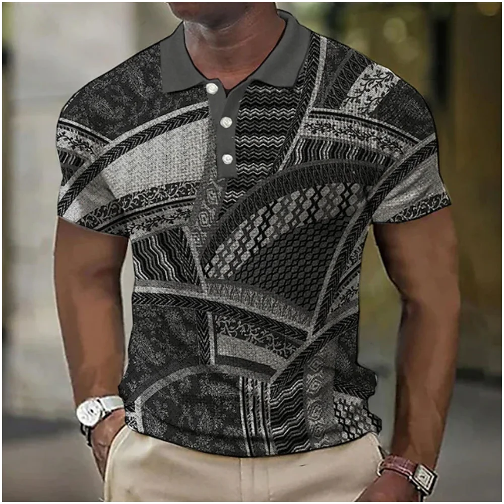 3d Мужская рубашка поло в стиле хип-хоп с принтом, короткий рукав, Летняя Новая повседневная уличная мужская верхняя одежда Изображение 1