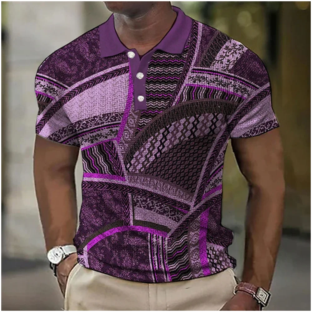 3d Мужская рубашка поло в стиле хип-хоп с принтом, короткий рукав, Летняя Новая повседневная уличная мужская верхняя одежда Изображение 2