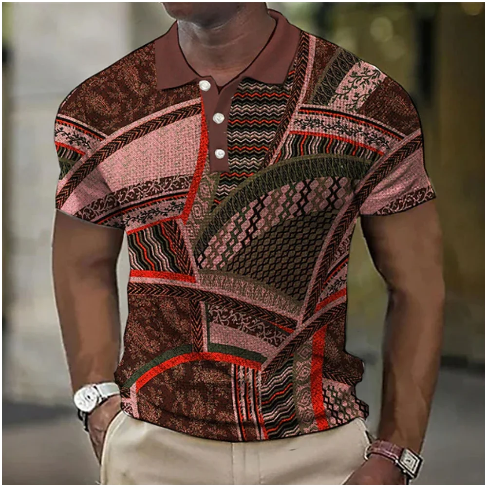 3d Мужская рубашка поло в стиле хип-хоп с принтом, короткий рукав, Летняя Новая повседневная уличная мужская верхняя одежда Изображение 3