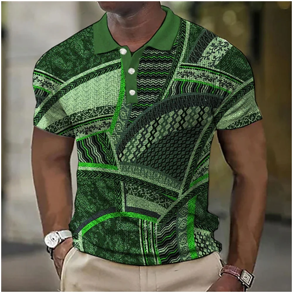 3d Мужская рубашка поло в стиле хип-хоп с принтом, короткий рукав, Летняя Новая повседневная уличная мужская верхняя одежда Изображение 4