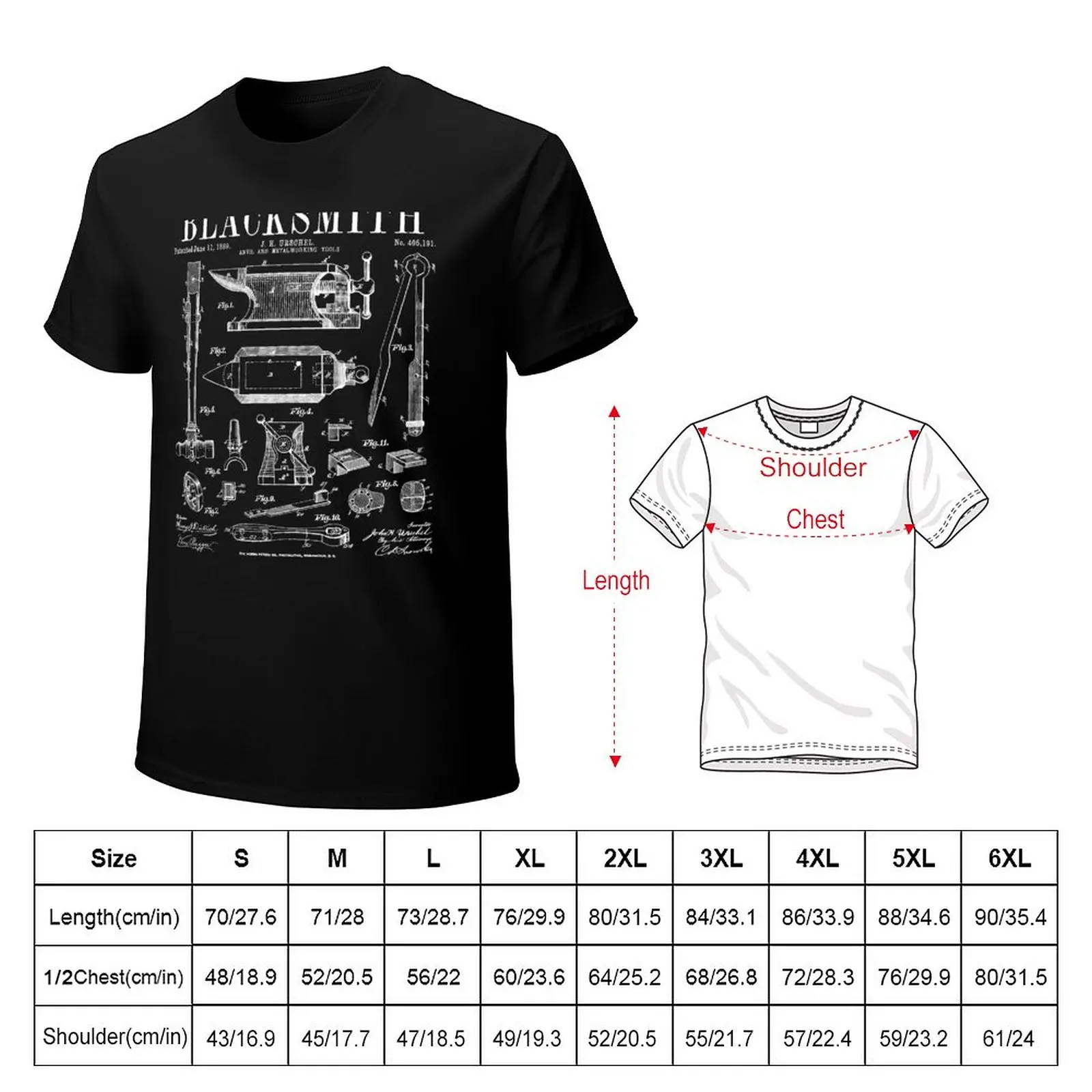 Кузнечная наковальня и инструменты, винтажная футболка с рисунком в виде патента, эстетическая одежда, футболки для мальчиков, мужские футболки в упаковке Изображение 1