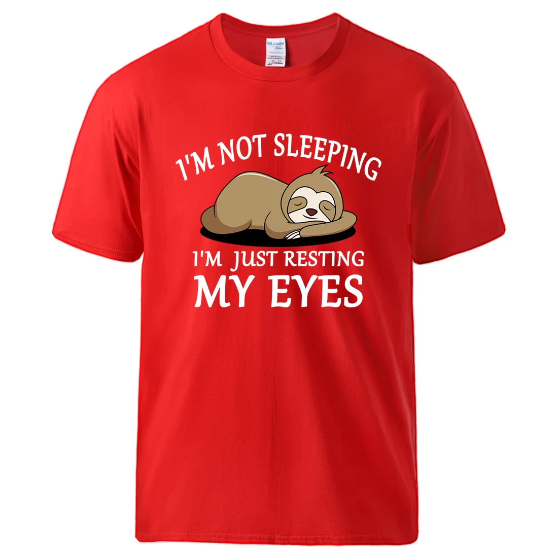 Ленивец: Я Не Сплю, Я Просто Отдыхаю Глазами, Мужская футболка С Круглым вырезом, Мягкая Футболка, Хлопковая Повседневная одежда, Классическая Модная Футболка Изображение 0