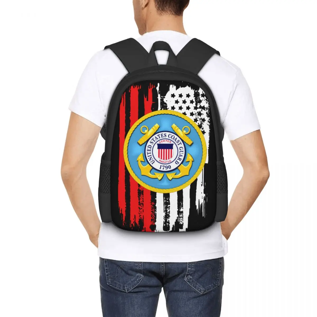 Береговая охрана США, простая стильная студенческая школьная сумка, водонепроницаемый повседневный рюкзак большой вместимости, дорожный рюкзак для ноутбука Изображение 4