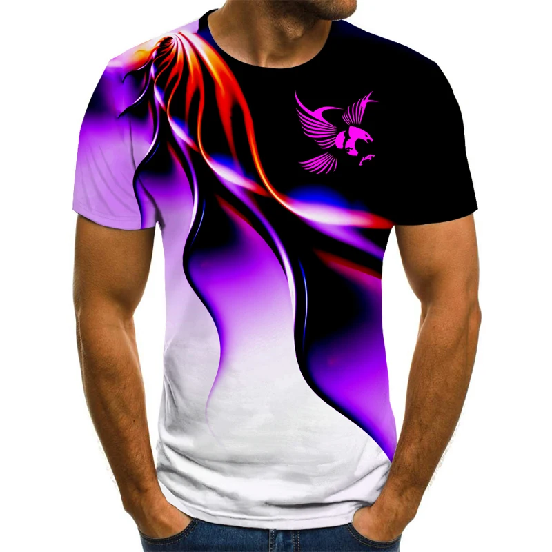 Модная летняя футболка мужская 2022, мужская футболка с 3D принтом Орла, дышащая футболка с принтом в уличном стиле, мужская футболка большого размера 6XL Изображение 1