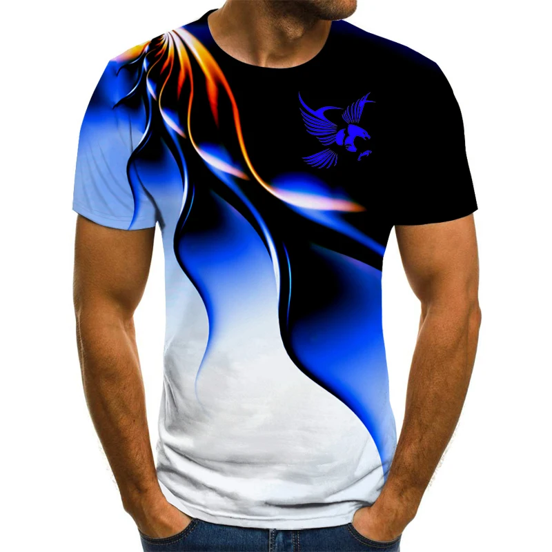 Модная летняя футболка мужская 2022, мужская футболка с 3D принтом Орла, дышащая футболка с принтом в уличном стиле, мужская футболка большого размера 6XL Изображение 3