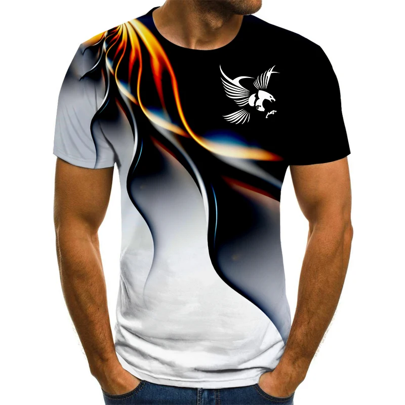 Модная летняя футболка мужская 2022, мужская футболка с 3D принтом Орла, дышащая футболка с принтом в уличном стиле, мужская футболка большого размера 6XL Изображение 4