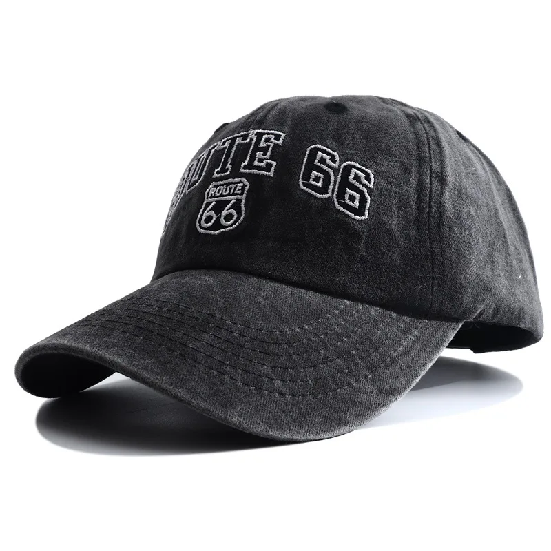 Новая Дизайнерская Бейсболка Route 66 С Вышивкой Snapback Hat Casquette Femme Винтажные Выстиранные Джинсовые Шляпы для Папы для Мужчин И Женщин 2023 Изображение 1