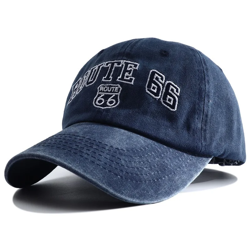 Новая Дизайнерская Бейсболка Route 66 С Вышивкой Snapback Hat Casquette Femme Винтажные Выстиранные Джинсовые Шляпы для Папы для Мужчин И Женщин 2023 Изображение 2