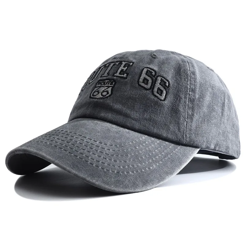Новая Дизайнерская Бейсболка Route 66 С Вышивкой Snapback Hat Casquette Femme Винтажные Выстиранные Джинсовые Шляпы для Папы для Мужчин И Женщин 2023 Изображение 4