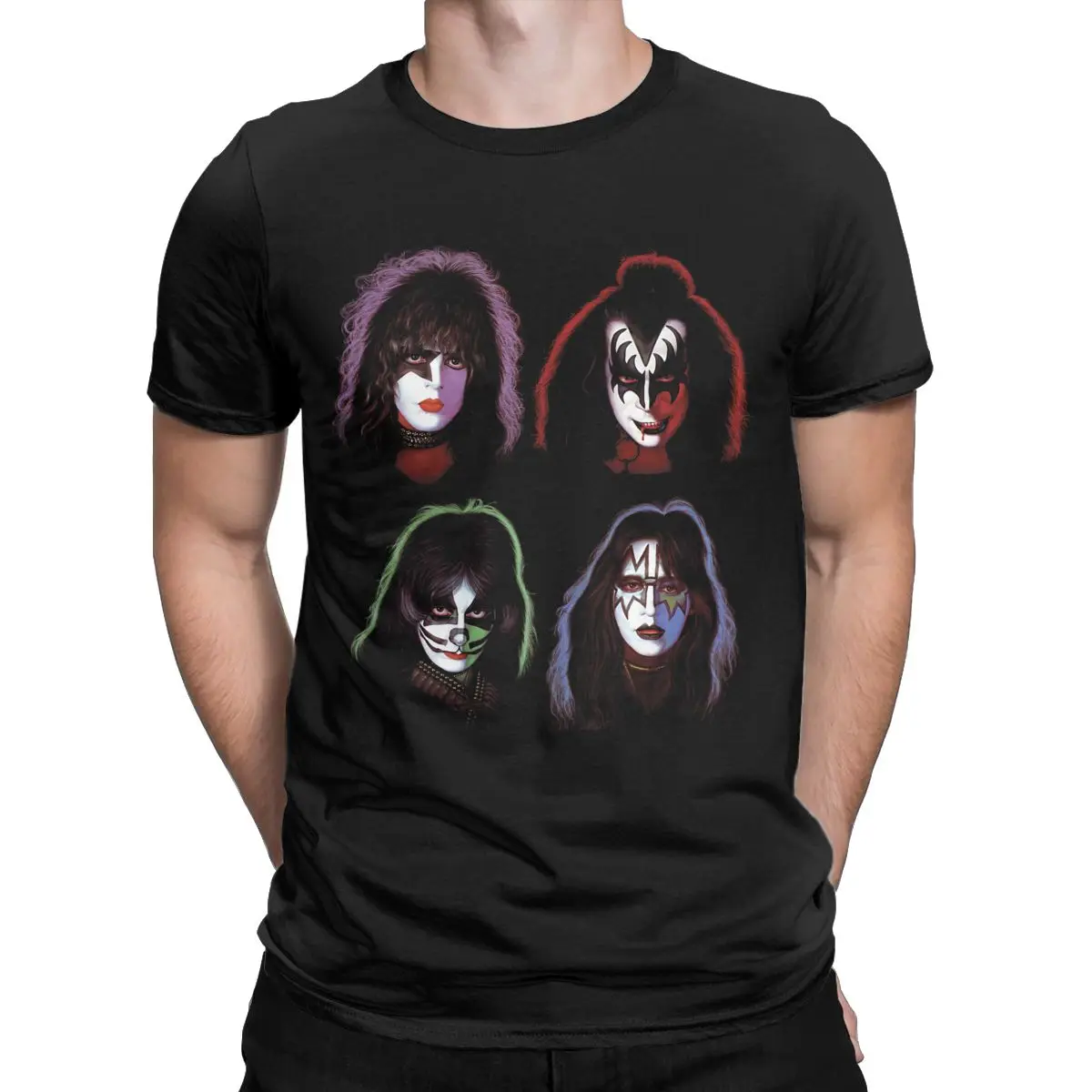 Мужские футболки Kiss Solo Heads, новинка, хлопковая футболка, футболки рок-бренда с коротким рукавом, одежда с круглым вырезом, идея подарка Изображение 1