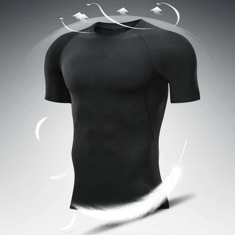 Индивидуальный Дизайн вашего логотипа Компрессионные футболки для бега, фитнеса, обтягивающая спортивная одежда С коротким рукавом, Летняя спортивная футболка для спортзала, спортивная одежда Изображение 5