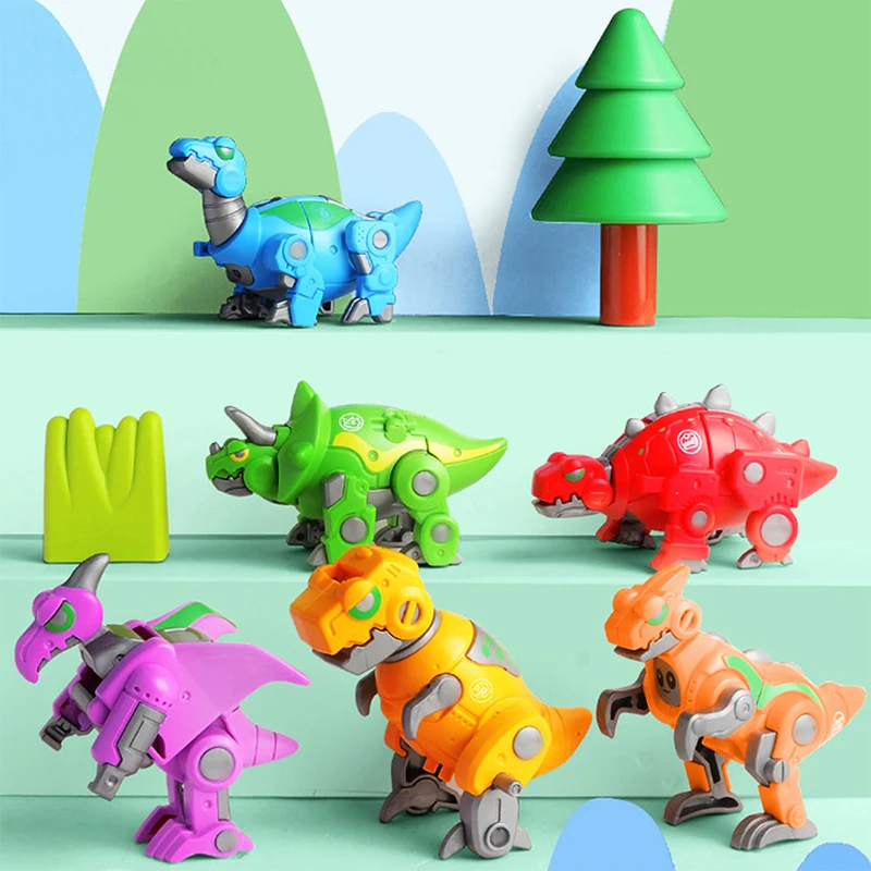 1шт 6 В 1 Динозавр трансформированный динозавр игрушки Динозавр Робот Деформация милый механический динозавр Изображение 0